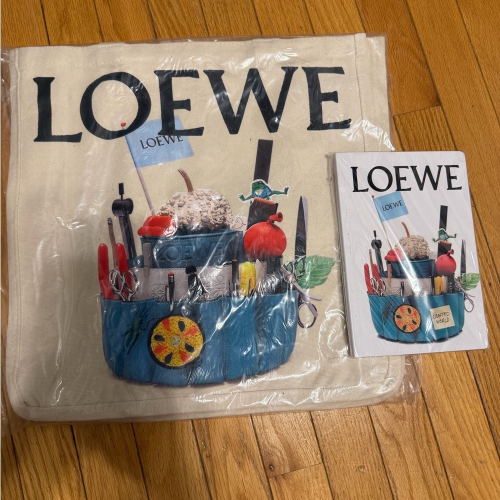 Loewe Beige Tote with Colorful Art Design